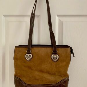 Coldwater Creek Brown and Tan Tote Bag with Suede and Leather